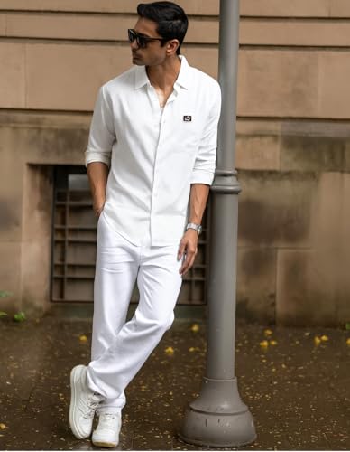 Image of IndoPrimo Men's Regular Fit Cotton Casual Shirt | Premium Solid Full Sleeve Shirt