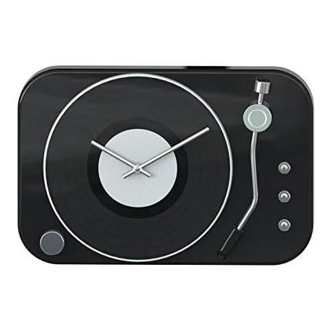 Jumbl Vintage Retro Metal Record Player Wall Clock - Black Cover