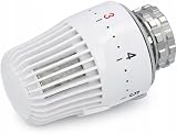 Cabezal de termostato M30 x 1,5 – Sensor de líquido con protección contra heladas – Regulador de radiador blanco – Montaje sin herramientas – Para válvulas estándar