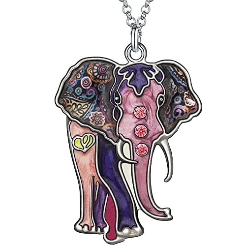 Collar con colgante de elefante de la selva, de aleación esmaltada, con diamantes de imitación, joyería de moda para mujeres y niñas, regalo,...
