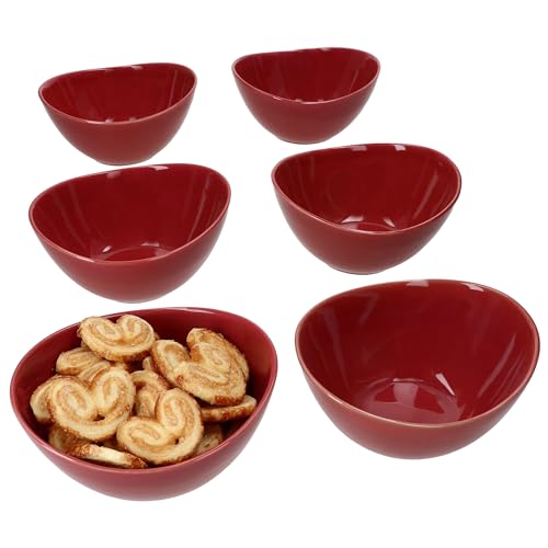 MÄSER 6er Set Natural Müslischale I 400ml I dunkelrote ovale...