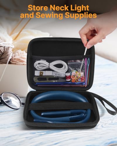 Image of Neck Book Light with Storage Case: Rechargeable 2000mAh 10-80Hrs Neck Reading Light with Power Display /Timer, Back to School Supplies Dorm Bed Light for College Students Teen Girls Boys