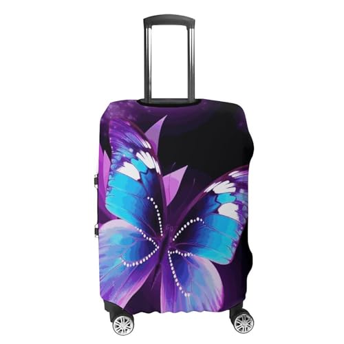 Blue Purple Butterfly Luggage Cover, Washable Elastic Suitcase Cover Protector Fit 18-32 Inch Luggage4