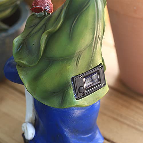 VanSmaGo Garden Decor Gnome Statue, Watering Shaped Solar Gnome Figurine, Outdoor Solar-Powered Illumination Yard Art Decorations for Patio Lawn Porch Garden Gifts