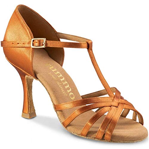 Chaussures de danse de salon Rummos talon flare 7cm satin dark tan