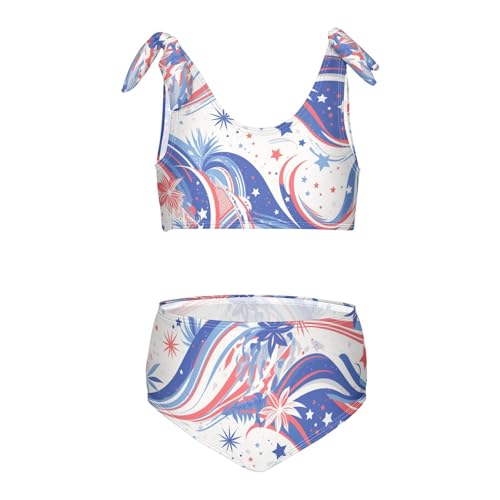 4th July American Independence Day Girl Two Piece Kids Bikini Set Quick-Dry Swimsuits Swimming Suits Cute Shoulder Strap