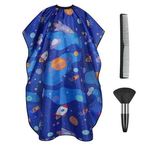 AYBUY Kinder Friseurumhang Haarschnitt Friseurumhänge Professioneller Kinder Haarschneideumhang Cape Haarschneideumhang mit Klettverschluss Für Salon Haarschneiden Friseur(Blau)