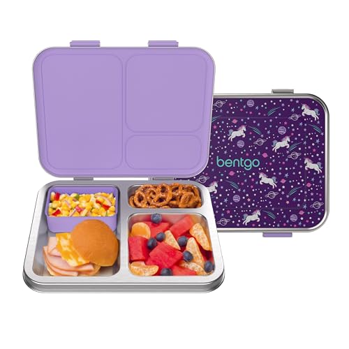 Image of Bentgo Kids Prints Stainless Steel Leak-Resistant 3-Compartment Lunch Box