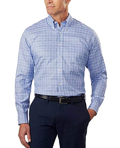 Kirkland Signature Men’s Button Down Dress Shirt, Variety (16x34/35, Blue Plaid)