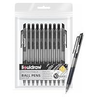 Liquidraw Black Ballpoint Pens - 10 Set | Retractable Click Ball Pens | Medium 1.0 mm Ball Point | Comfortable Grip Supports Smooth Writing | Ideal for Adults & Kids For Home, School & Office Use