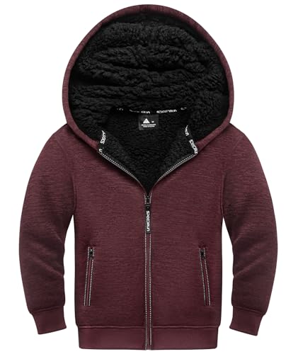 Image of SWISSWELL Unisex Boys Girls Fleece Hoodie Sherpa Lined Jacket Zip Up Hooded Sweatshirt Winter Outerwear for Kids