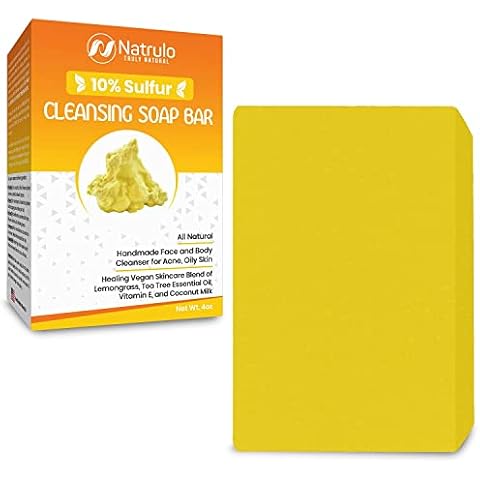 10% Sulfur Soap Cleansing Bar for Face & Body – All Natural Facial Cleanser for Acne, Oily Skin – Healing Skincare Blend of Lemongrass, Tea Tree Essential Oil, Vitamin E, Coconut Milk – Made in USA Cover
