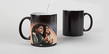 Ccreative World Personalized Photo on Coffee Customized Magic Mug ! Custom Photo Quote Name Magic Mug for Birthday Gift, Anniversary Gift Ect Ceramic Mug with Photo - Black, 320?ML