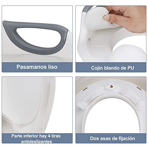 Toilettensitz Kinder, WC Sitz Kinder Mit Spritzschutz , Baby Sitz Anti-Rutsch Polster Kloaufsatz, Toilettentrainer Grau – Bild 5