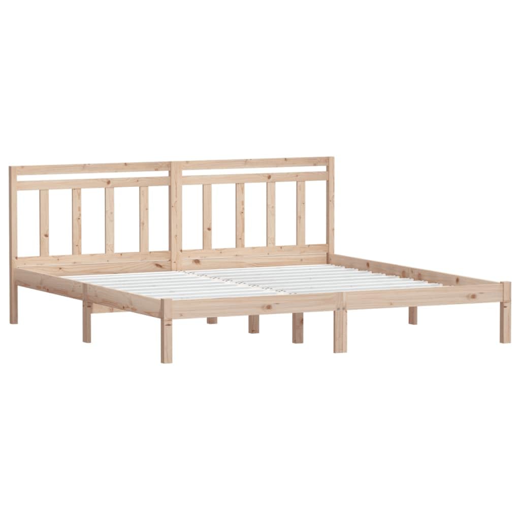 lite drewno sosnowe rustykalny design klasyczna rama brąz 180 x 200 cm | Rama łóżka drewniana 180x200 cm lite sosnowe z zagłówkiem solidna konstrukcja