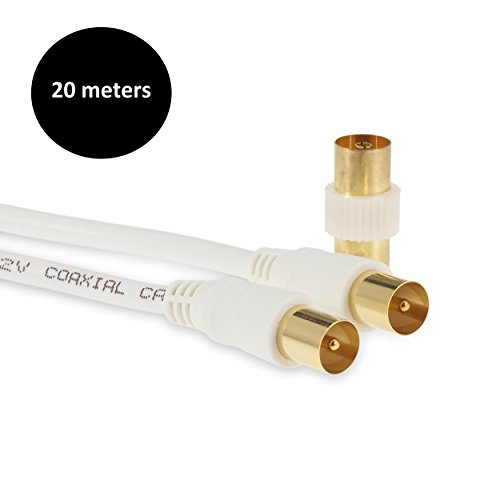 SSL Satellites 20 Meter 3C-2V White Cable TV Aerial Lead Coaxial Cable Coax RF 75 OHM 3C-2V
