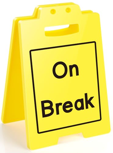 On Break Desk Sign for Office Reception Front Desk Retail Counter Yellow Caution Do Not Disturb Signal Simple Status Tabletop Sign for Work Cubicle