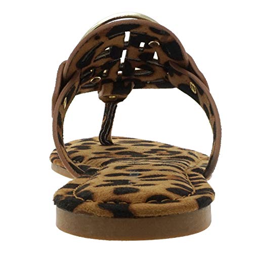 Image of Pierre Dumas Women's Medallion Vegan Slide Thong Flip Flop Flat Sandal