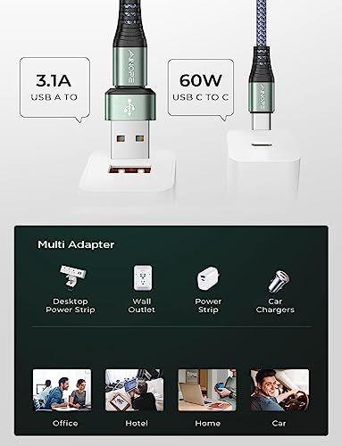 Ainope Usb C Cable Type C Charger Fast Charging 60W 10Ft Ipad Pro Charger Cable Durable Nylon Braided 3.1A Usb A/C To Usb-C Cable For Ipad Pro/Air/Mini 6 Macbook Galaxy S22 21 S10 Note #TOP4