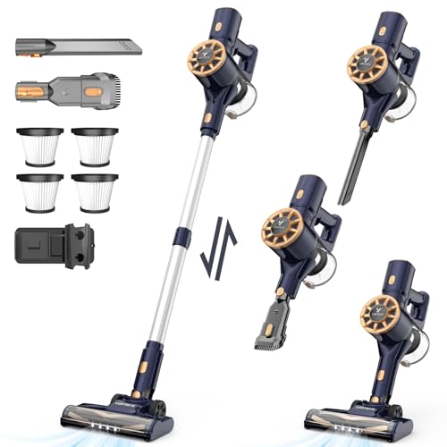 Vortisys Aspiradora Escoba sin Cable 350W Autonomía 55 Mins 6en 1 Aspiradora Escoba sin Cable Ligera Aspirador para Hogar Suelos Alfombras Pelo de Mascotas