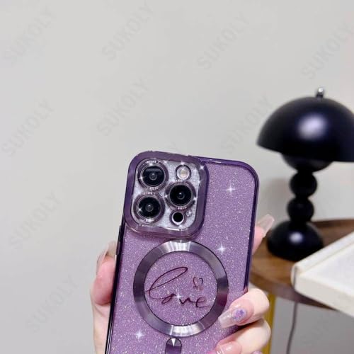 Coque de luxe pour iPhone 12 Pro Max avec placage et bracelet paillettes rose - 4