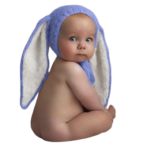 Image of BabyMoon Knit Big Rabbit Ears Baby Kids Cap Hat | Baby Photoshoot Props | 0 to 2 Months |