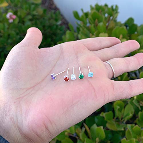 1 Pair Adabele Real 925 Sterling Silver July Birthstone Round Cut Stud Earrings 4Mm Small Cute Cubic Zirconia Red Ruby Stone Solitaire Anniversary Birthday Gift Sse78-7 #TOP3