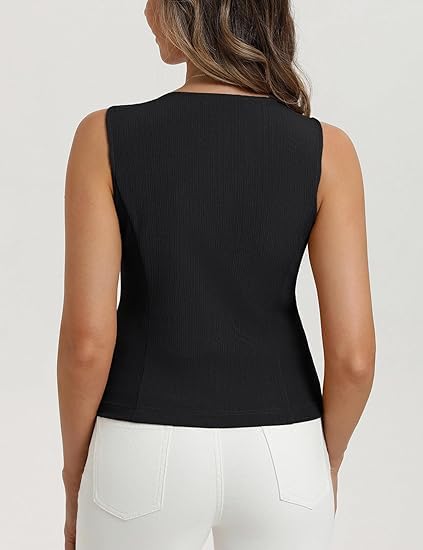 Belle Poque Weste Damen Sommer Ärmellos Reverskragen Einreihig Elegante Anzugweste mit Taschen Casual Anzugweste fürs Büro