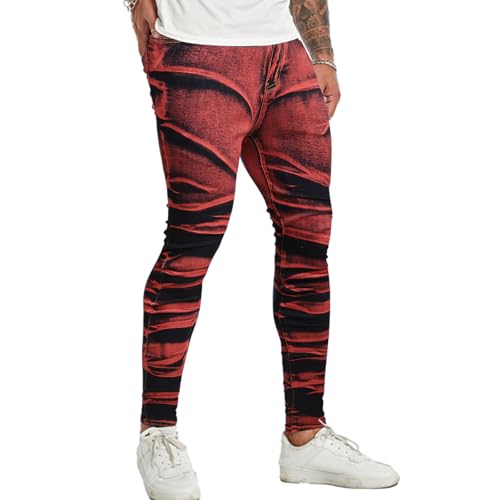Mens Skinny Jeans Slim Fit High Stretch Jeans Pants Fashionable Colorful Printed Tapered Denim Pants for Men2
