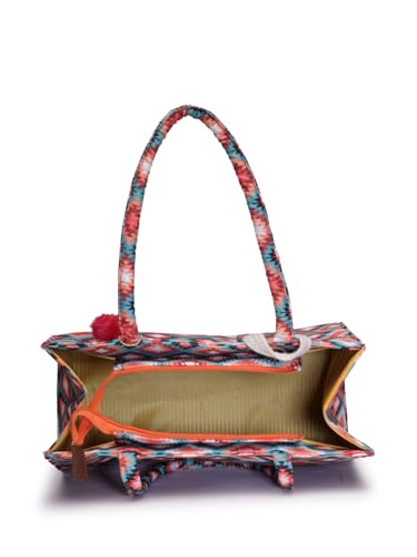 Image of ENSAC Women's Floral Print Tote Bag | Lightweight Handbag with Zipper Closure