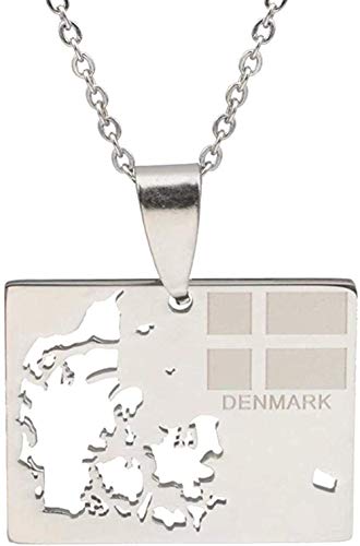 zhuangpuxu Collar Collar Color Dinamarca Mapa Bandera Colgante Collares Finos para Mujeres...