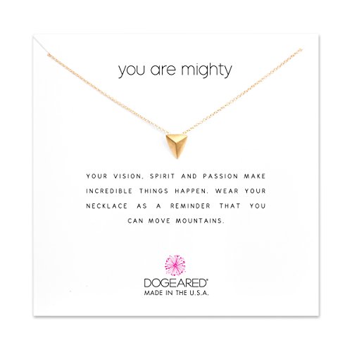 Dogeared Reminders- "You Are Mighty" Gold Dipped Sterling Silver Pyramid Charm Necklace, 16"+2" Extender