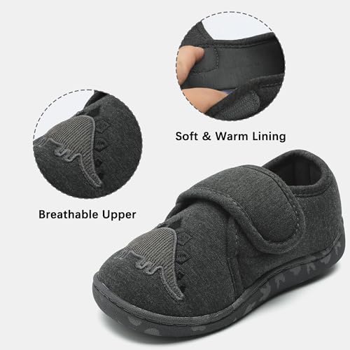 festooning Toddler Boys Girls Dinosaur Slippers Hook and Loop Slip On Cozy Indoor House Slippers Outdoors Shoes for Little Kids2