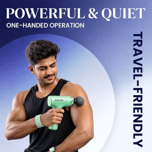 Image of Massage Gun for Body Pain Relief | Mini Massager Gun for Back Pain & Muscle Recovery | Portable Gun Massager for Deep Tissue Massage | Back Massager & Body Massage Gun (Green)