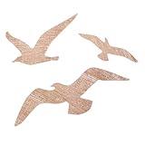 GARVALON 3 Piezas de Arte Decorativo de Pared Pájaros Voladores de Madera Escultura Rústica Costera para Decoración Náutica de Baño y Hogar Adorno de Pared Estilo Escandinavo para Casa