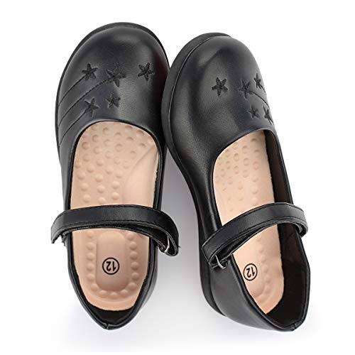 Hawkwell Girl's Strap School Uniform Dress Shoe Mary Jane Flats (Toddler/Little Kid), Black PU, 11 M US