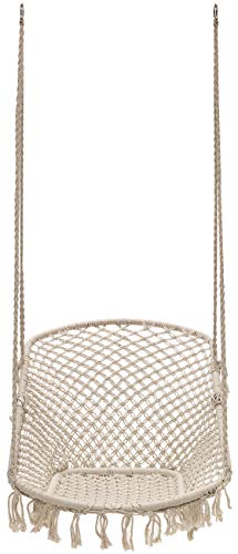 Sorbus® Lounge Chair Macrame Swing, 265 Pound Capacity, Perfect For Indoor/Outdoor Home, Patio, Deck, Yard, Garden (Cream) #TOP3