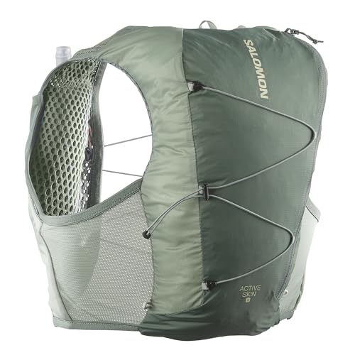 Salomon Active Skin 8 Unisex Running Hydration Vest Hiking Trail With Flasks Included, Easy Hydration, 8L Precision Fit, and Optimized Storage