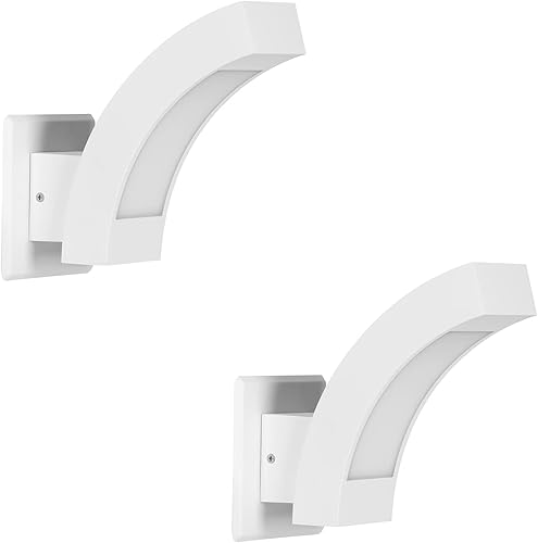 Inowel Paquete de 2 luces LED de porche blancas para exteriores para garaje patio IP54 impermeable 600 lúmenes lámpara de montaje en pared exterior