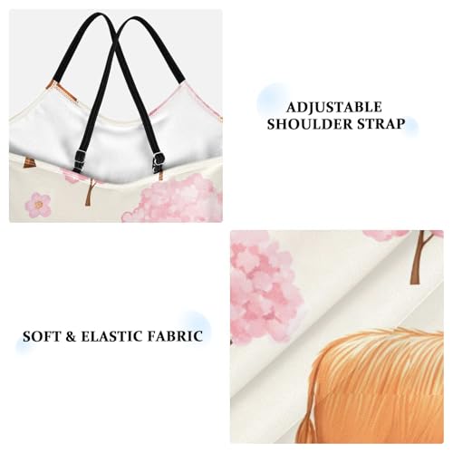 Cute Highland Cow Ox Flowers Floral Girls One Piece Swimsuit Beach Swimwear 23017103