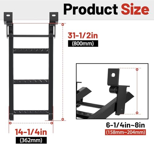 Image of HECASA 3-Rung Truck Step Universal Fit Most Truck Tractor Trailer | 14-1 /4in x 31-1 /2in Textured Slip-Resistant Surface Steel Powder Coated Black