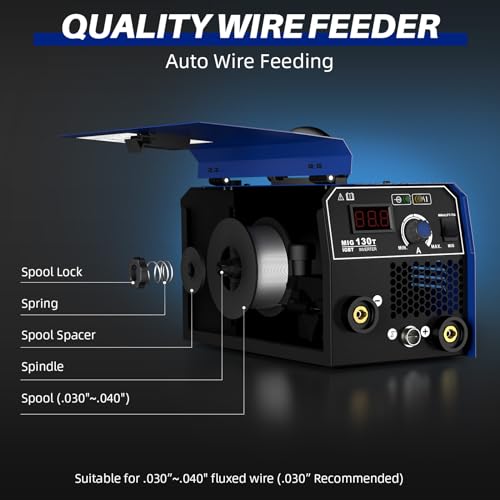 RILAND 130A MIG Welder, 3-in-1 Flux Core Welder, MIG/Lift TIG/Stick Welding Machine 110v with Synergic Control, IGBT Inverter Portable Gasless Welder Equipment with Welding Gun and 1lb Welding Wire - Image 5