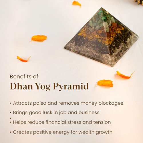 Image of Astrotalk Dhan YOG Resin Pyramid | Home Decor Items for Wealth, Success & Positive Energy | Vastu Items for Home & Mandir | Decorative Items for Living Room | Home Decor Gift Item