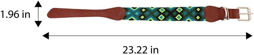 Eternia Premium Leather Dog Collar - Adjustable Handcrafted Collar for Small to Large Dogs (Blue/Green, L)