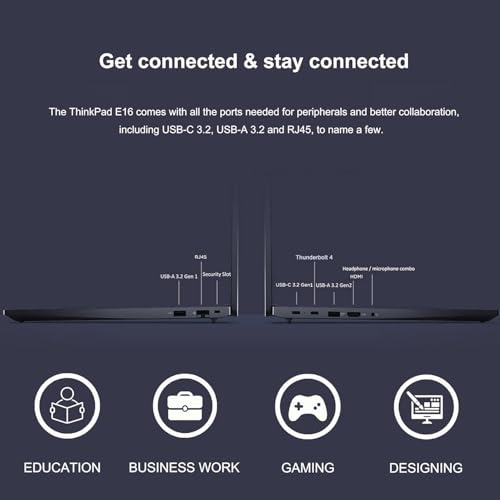 Image of Lenovo ThinkPad E16 Gen 2 Business AI PC Laptop (16 inch FHD+ Touchscreen, Intel 12-Core Ultra 7 155U (> i7-1355U), 16GB DDR5 RAM, 512GB SSD), 1080p Webcam, Thunderbolt 4, Ethernet, Win 11 Pro (Renewed)