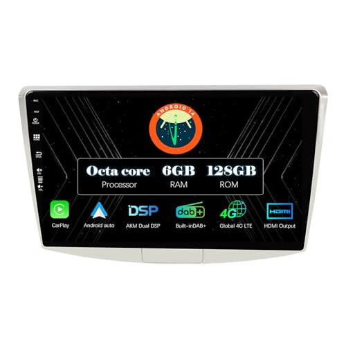 Autoradio Android 14 da Schermo touch IPS da per VW Passat B6 B7 CC Magotan Octa Core DAB+ integrato 4G LTE CarPlay +Android AutoDSPBT5.0 gps 10.1 pollici 6 GB hdmi