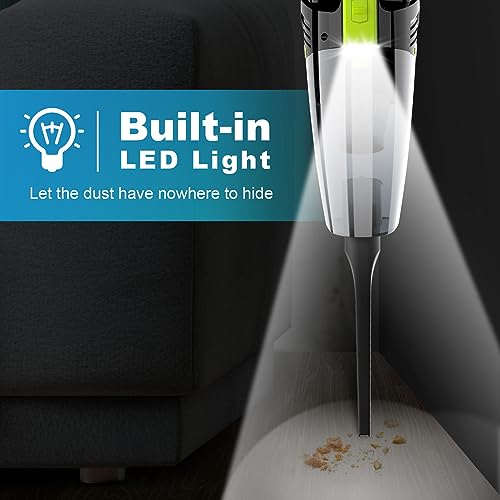 Image of Blestan Cordless Car Vacuum Lightweight High Power Handheld Vacuum Cleaner with LED Light, Hand Vacuum for Car Home Office and Pet Hair, Blackgreen
