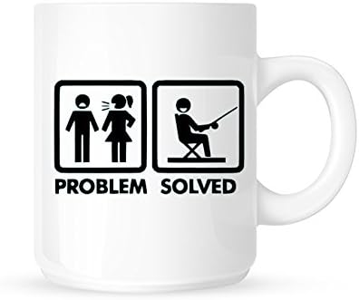 Problem Solved - Funny Novelty Fishing/Angling Tea/Coffee Mug/Cup - Great Gift Idea