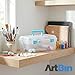 ArtBin 6937AG Essentials Lift-Out Tray Box, Portable Art & Craft Organizer with Handle and Tray, Clear/Aqua