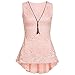 Produktbild iHENGH Damen Zip Up Floral Lace Tank Top ärmellose dünne Weste Pure T-Shirts(X-Large,Rosa)